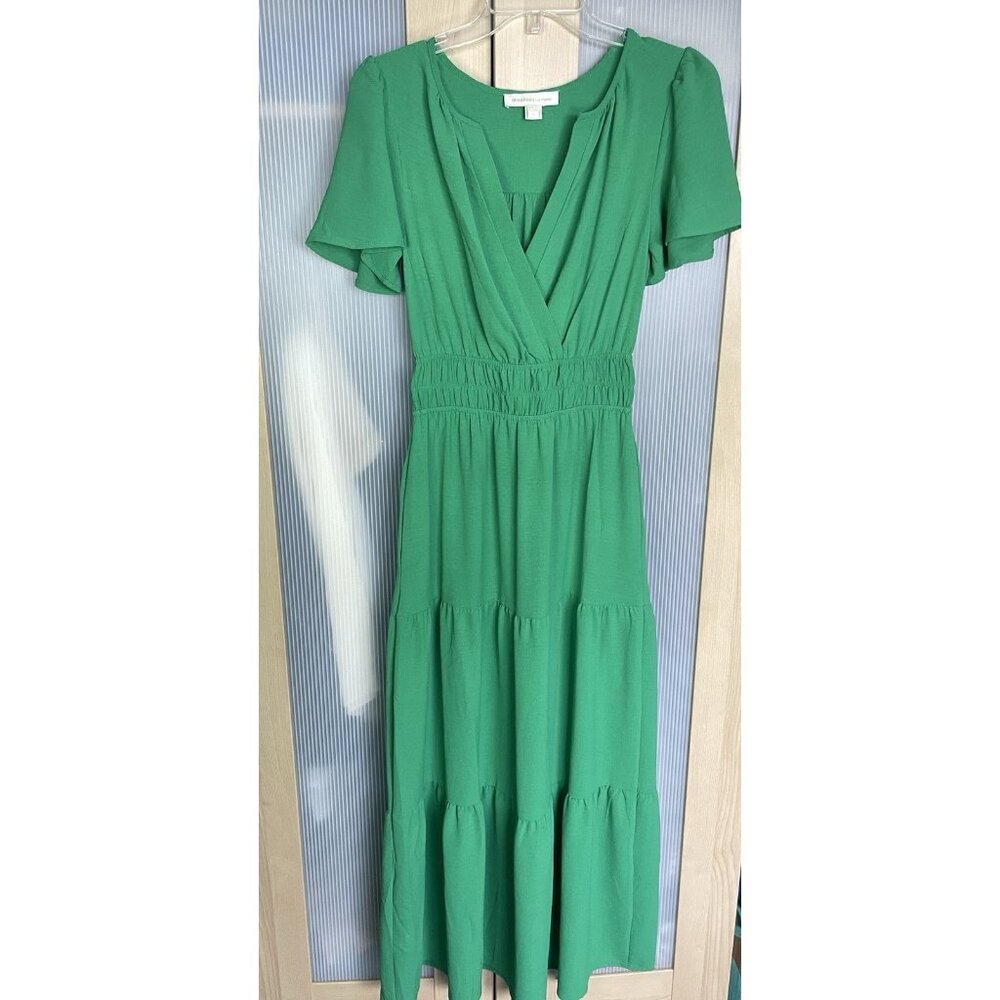 Monteau Los Angeles Kelly Green Puff Sleeve Dress Women’s Sz S Beach Casual‎